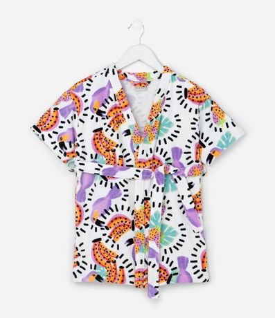 Bata de baño Infantil Atoalhado con Estampa Tropical - Talle 3 a 16 años