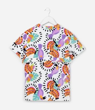 Bata de baño Infantil Atoalhado con Estampa Tropical - Talle 3 a 16 años 2