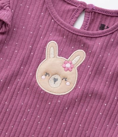 Body Infantil Canelado con Estampa de Lunares y Osita - Talle 0 a 18 meses 7