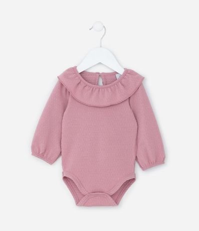Body Infantil en Algodón Texturizado con Volado en el Cuello - Talle 0 a 24 meses 1