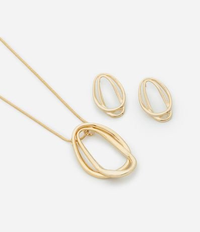 Conjunto de Collar Largo y Caravana con Colgante Orgánico Martillado