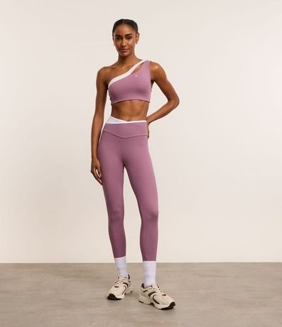 Pantalón Legging Deportiva en Microfibra con Cintura V Bicolor