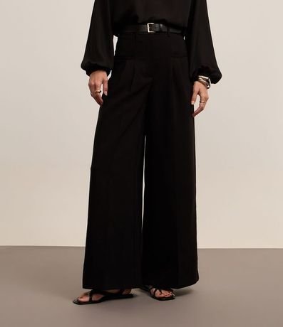 Pantalón Wide Leg en Sastrería con Pliegues y Cinturón 3