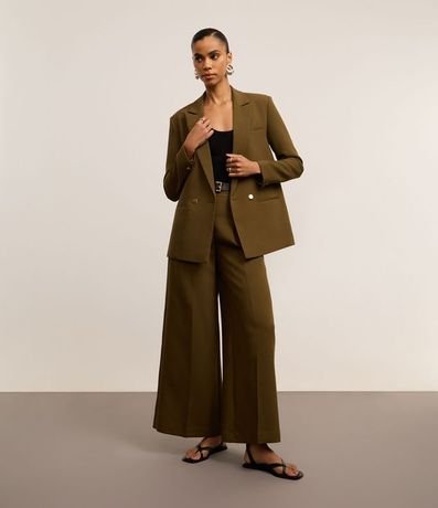 Pantalón Wide Leg en Sastrería con Pliegues y Cinturón