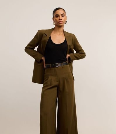 Pantalón Wide Leg en Sastrería con Pliegues y Cinturón 3