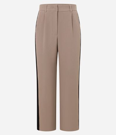 Pantalón Recto Sastrería con Pliegues y Contaste Lateral 5