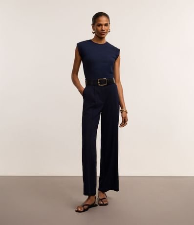 Pantalón Wide Cintura Baja en Crepé con Frisos 2