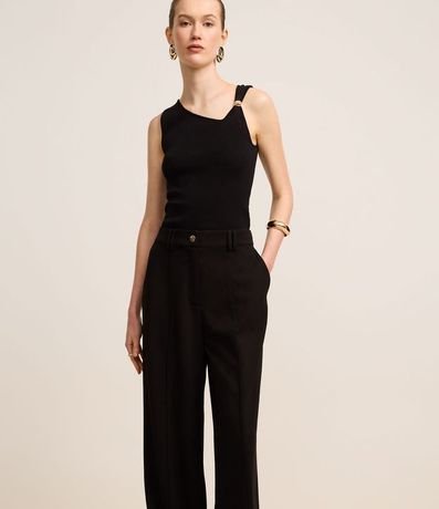 Pantalón Wide Cintura Baja en Crepé con Frisos 2