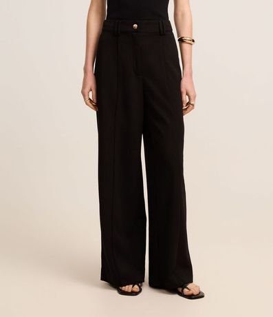 Pantalón Wide Cintura Baja en Crepé con Frisos 3