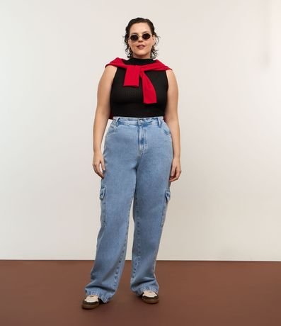 Blusa Musculosa con Cuello Alto y Textura Curve & Plus Size 3