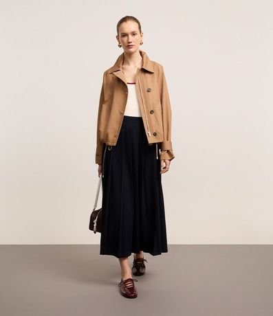 Pollera Evasê Midi Sastrería con Efecto Plegado 1