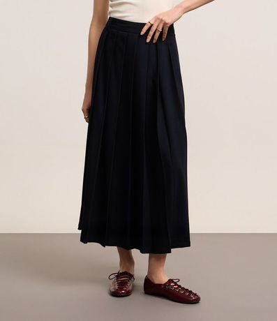 Pollera Evasê Midi Sastrería con Efecto Plegado 2