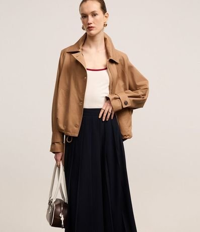 Pollera Evasê Midi Sastrería con Efecto Plegado 4