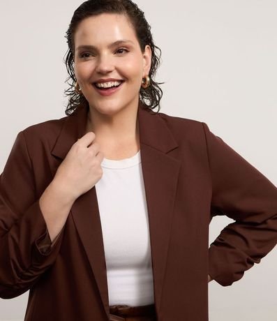 Blazer Alargado en Crepé con Manga Fruncida Curve & Plus Size 4
