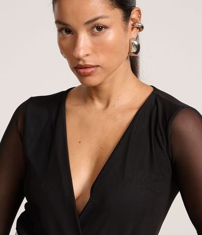 Body en Tule con Escote Traspasado y Transparencia en las Mangas 3