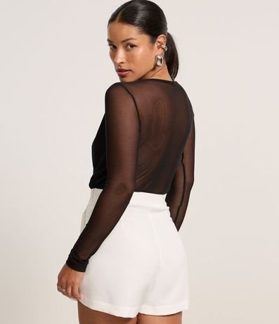 Body en Tule con Escote Traspasado y Transparencia en las Mangas 4