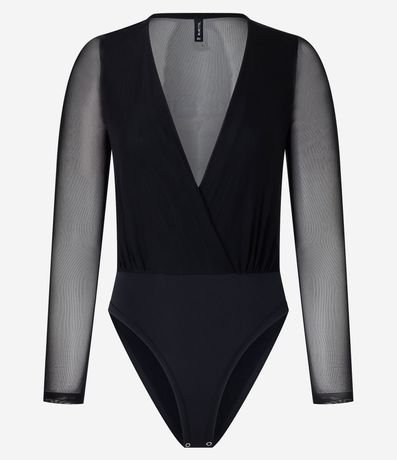 Body en Tule con Escote Traspasado y Transparencia en las Mangas 5