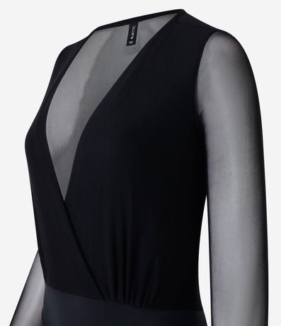 Body en Tule con Escote Traspasado y Transparencia en las Mangas 6