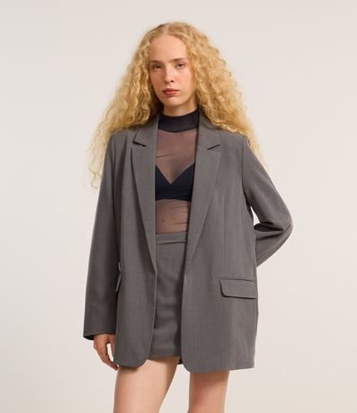 Blazer Alargado en Sastrería con Bolsillos de Solapas