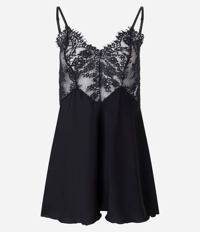 Camisón Sin Copa en Malla con Detalles en Encaje 4