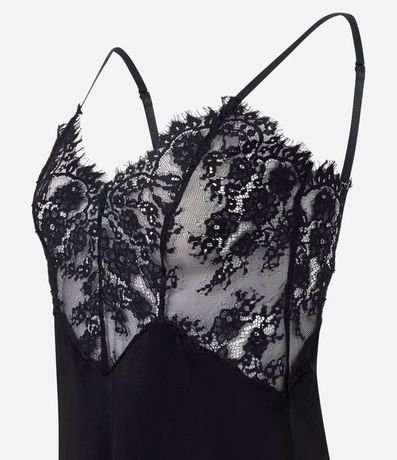 Camisón Sin Copa en Malla con Detalles en Encaje 5