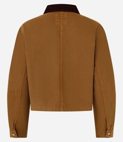 Campera en Sarga Cotelê con Cuello Contrastante 5