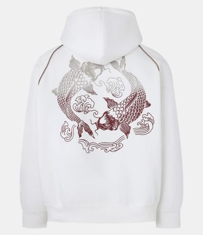 Saco Boxy en Fleece con Felpa con Estampa Degradé de Peces Orientales 7