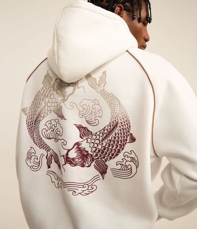 Saco Boxy en Fleece con Felpa con Estampa Degradé de Peces Orientales 3