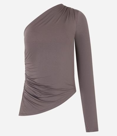 Blusa Hombro Único en Malla Jersey con Lateral Fruncida