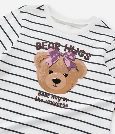 Blusa Infantil con Estampa Rayada y Osita - Talle 1 a 6 años 4