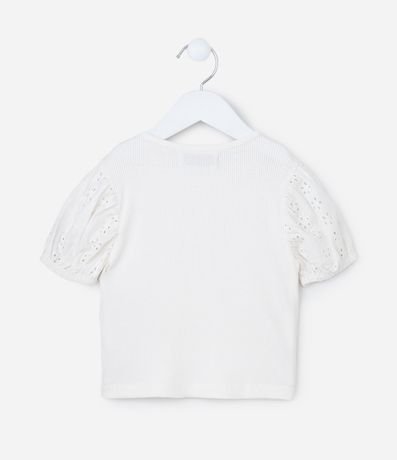 Blusa Infantil en Rib con Broderie en la Manga - Talle 1 a 6 años 2