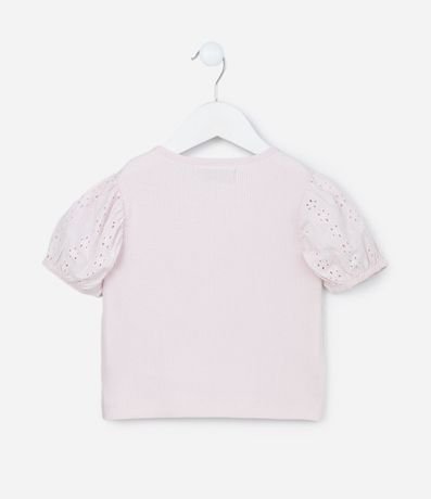 Blusa Infantil en Rib con Broderie en la Manga - Talle 1 a 6 años 2
