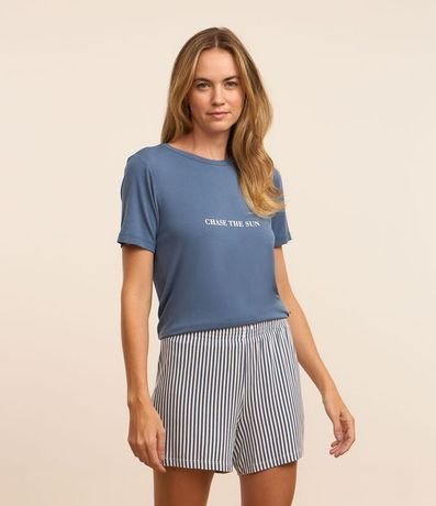 Pijama Short Doll con Estampa Lettering Chase The Sun