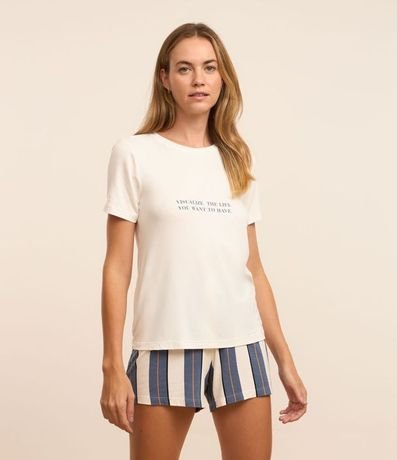 Pijama Short Doll en Viscosa con Estampa Visualize y Short Rayado 2