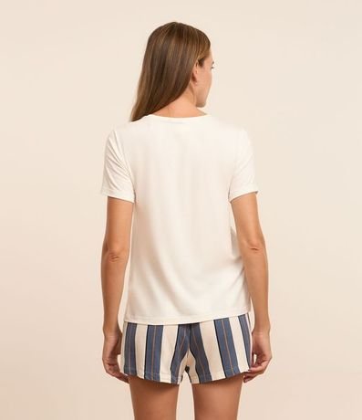 Pijama Short Doll en Viscosa con Estampa Visualize y Short Rayado 3