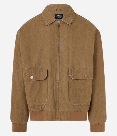 Campera Bomber en Sarga con Bolsillos Cargo 7