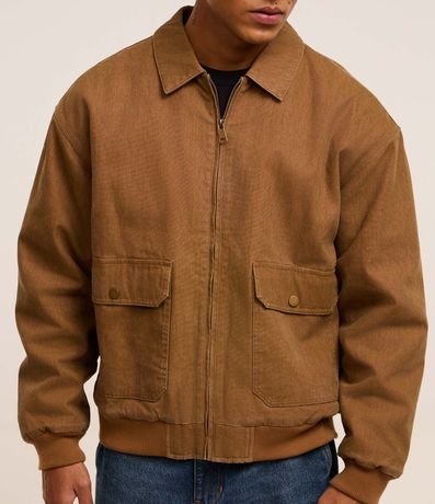 Campera Bomber en Sarga con Bolsillos Cargo 3