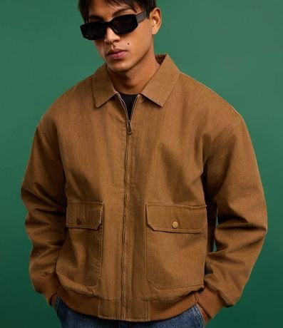 Campera Bomber en Sarga con Bolsillos Cargo 5