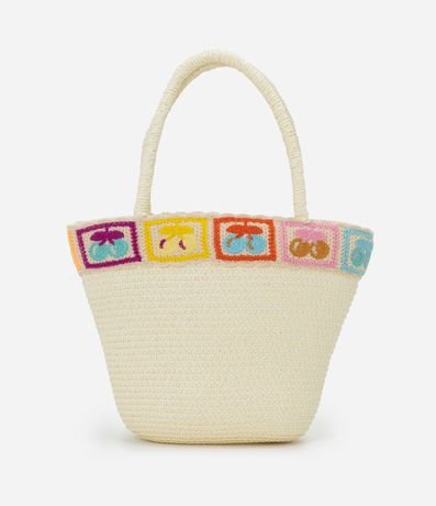 Cartera de Paja Infantil con Bordado Frutas - Talle único 3