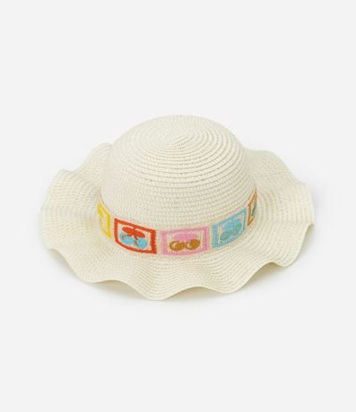 Sombrero de Paja Infantil con Bordado Frutas - Talle único
