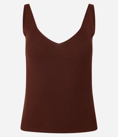 Blusa Acanalada en Punto con Escote v y Espalda Descotada 3