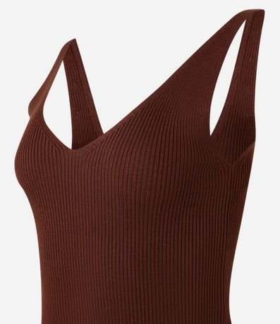 Blusa Acanalada en Punto con Escote v y Espalda Descotada 4