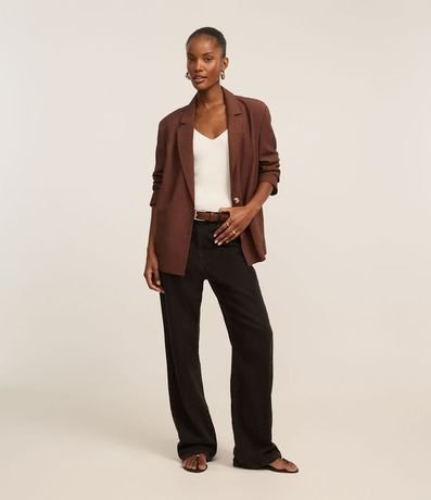 Blusa Acanalada en Punto con Escote v y Espalda Descotada 3