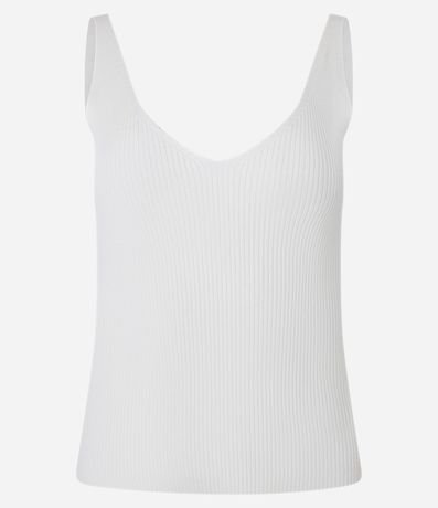 Blusa Acanalada en Punto con Escote v y Espalda Descotada 6