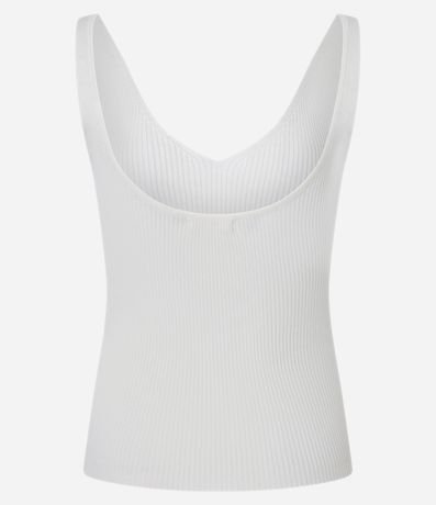 Blusa Acanalada en Punto con Escote v y Espalda Descotada 8