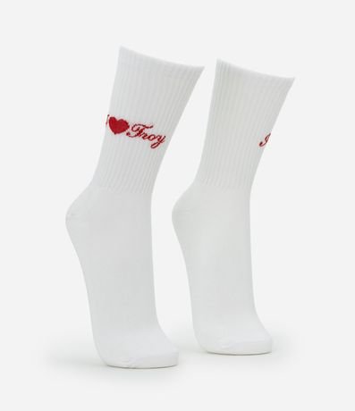 Media Caña Larga en Algodón con Estampa Bordada I Love Troy 2