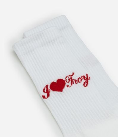 Media Caña Larga en Algodón con Estampa Bordada I Love Troy 4
