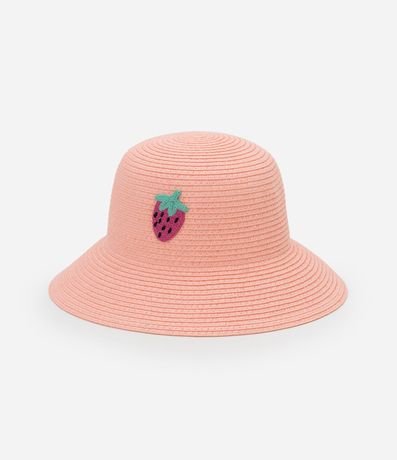 Sombrero de Paja Infantil Bordado Frutilla - Talle único