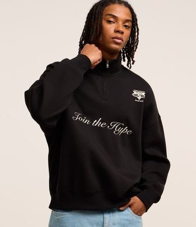 Saco Boxy en Algodón con Felpa y Bordado Lettering "Join the hype"