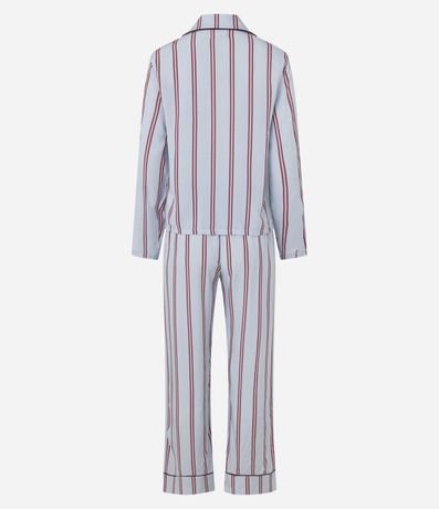 Pijama Americano Largo en Viscosa con Rayas Tricolores 7